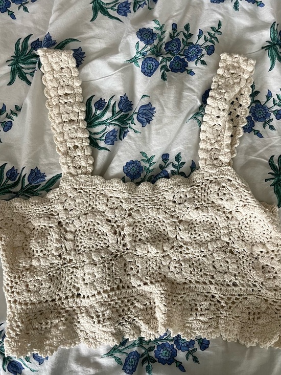 Free People Tops - Free People Crochet Crop Top in Cream
